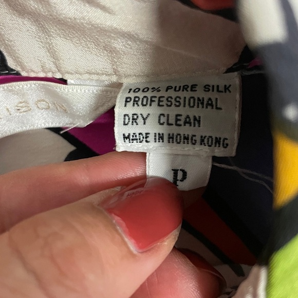 Brett Harrison 100% Silk Vintage Silk Long sleeve Funky Fun Maximalist Bright - Picture 6 of 9